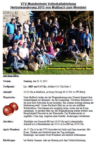 2015 Volleyball Herbstwanderung